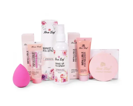 Rose Leaf Fixer Spray, Foundation, Primer ,Compact & Blender Spounge