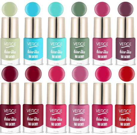 VERGE Colour Show Long Wear Nail Polish (Paraben Free & Non Toxic) (Pack Of 12 Combo) Chip Resistant & Quick Dry (Modern Color Range Combo) Autumn Twelve Cs12_54, Glossy Finish, 72ml