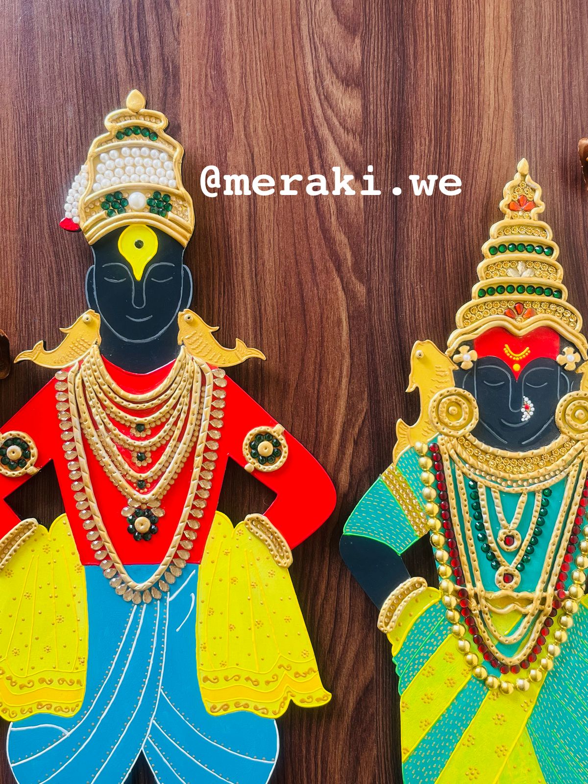 Lord Vitthal Rukmani wall hanging, home decor, wall piece.